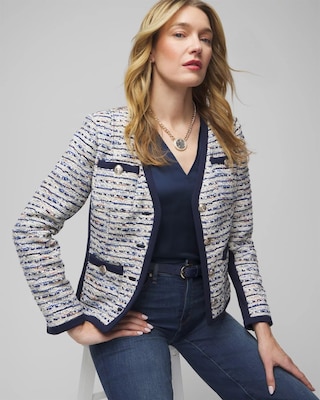 V Neck Tweed Jacket White House Black Market